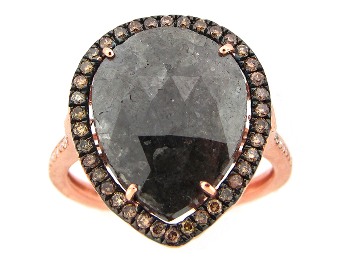 ROSE ROUGH CUT FANCY COLOR DIAMOND RING, 14KR (N)