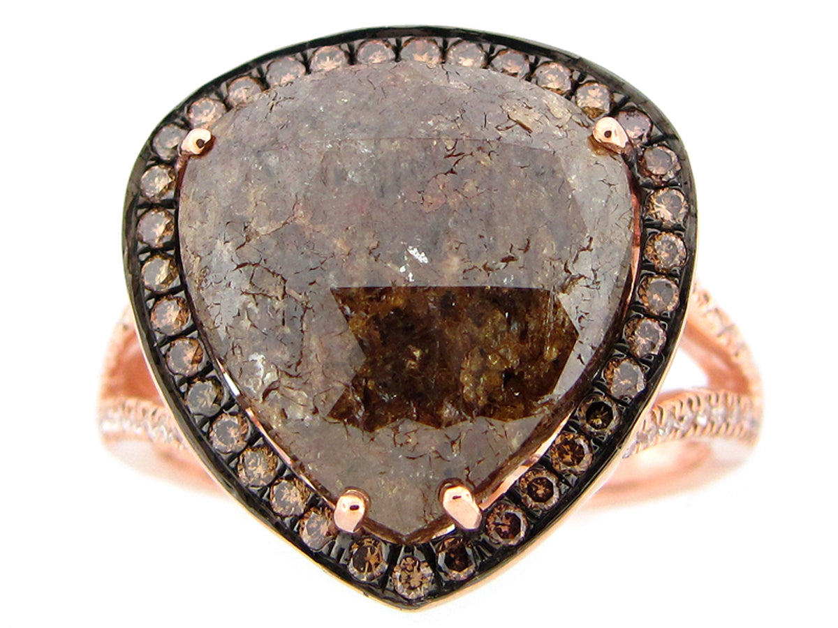 ROSE ROUGH CUT FANCY COLOR DIAMOND RING, 14KR (N)