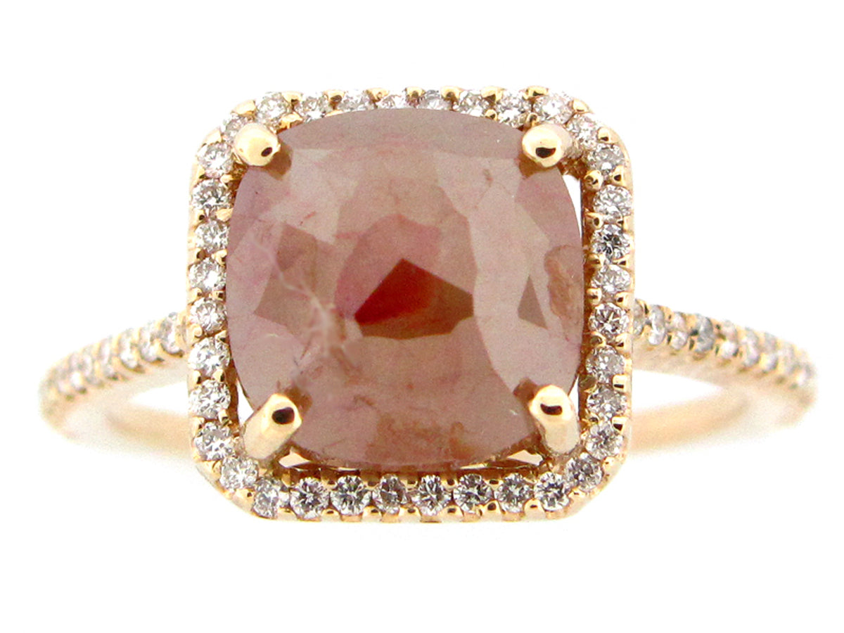 ROSE ROUGH CUT BROWN & WHITE DIAMOND RING