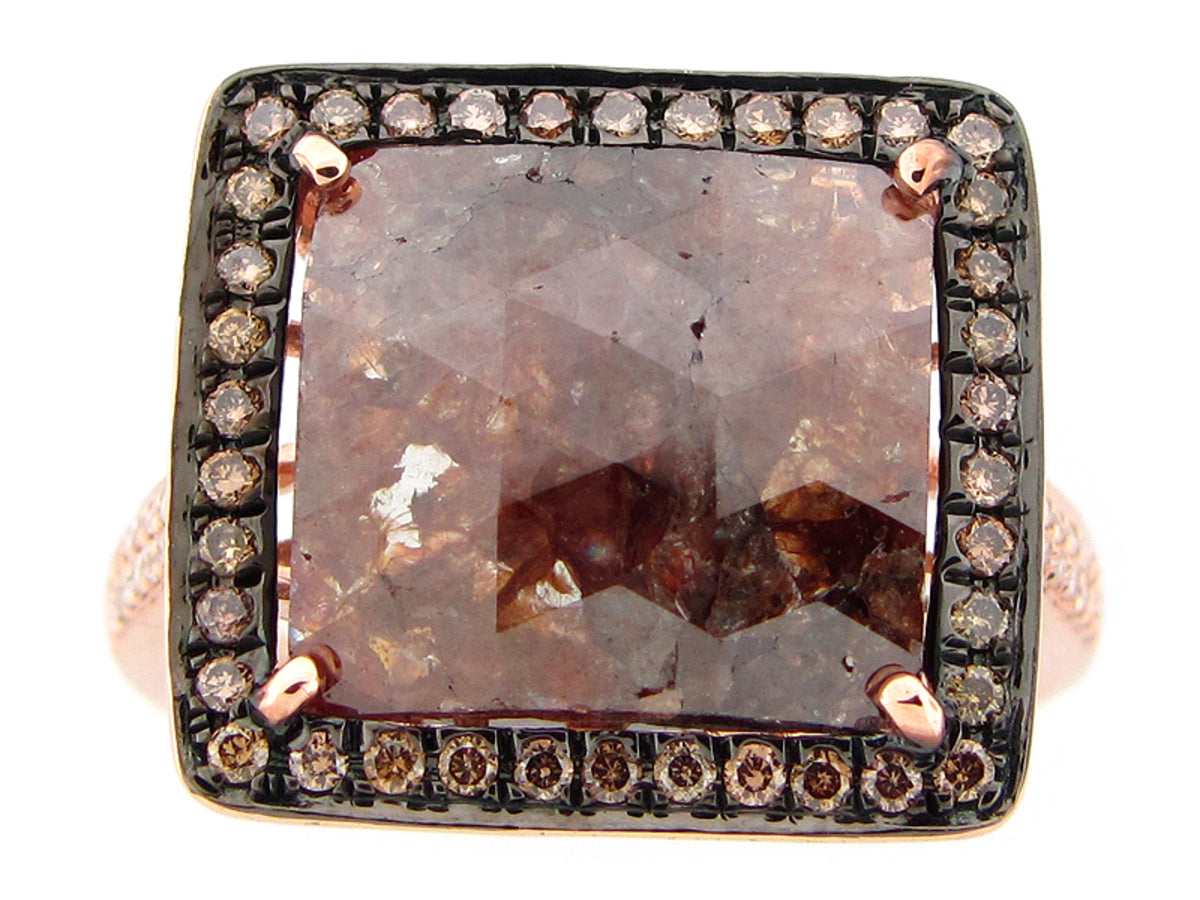 ROSE ROUGH CUT FANCY COLOR DIAMOND RING, 14KR (N)