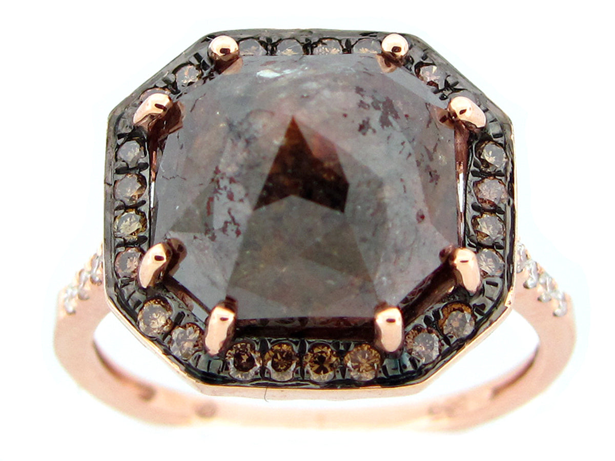 ROSE ROUGH CUT FANCY COLOR DIAMOND RING, 14KR (N)