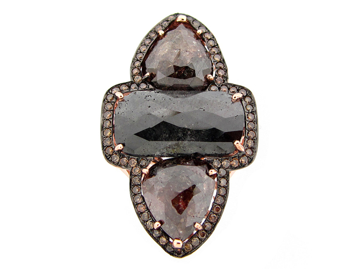 ROSE ROUGH CUT FANCY COLOR DIAMOND RING, 14KR (N)