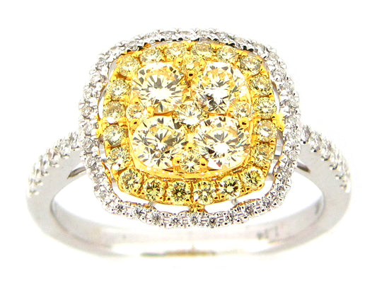 YELLOW & WHITE DIAMOND RING, 18KT (N)