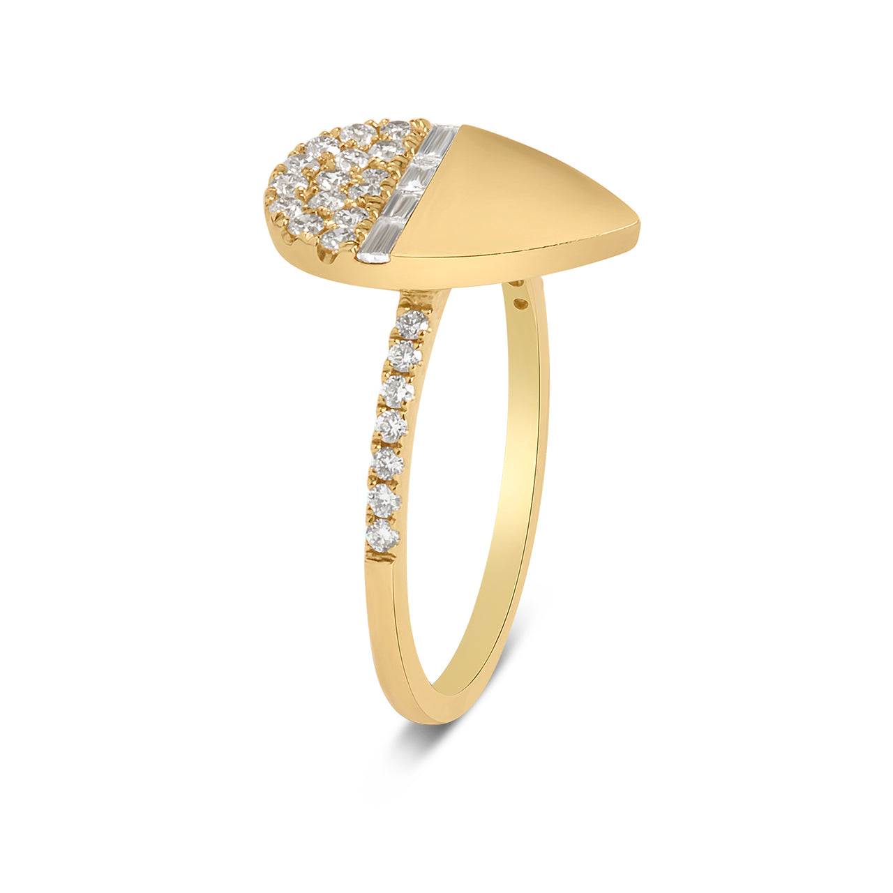 Diamond Baguette & Round Pear Ring
