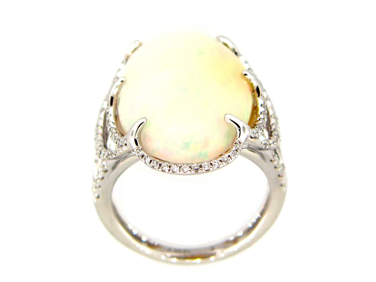 OPAL & DIAMOND RING, 18KW (O)