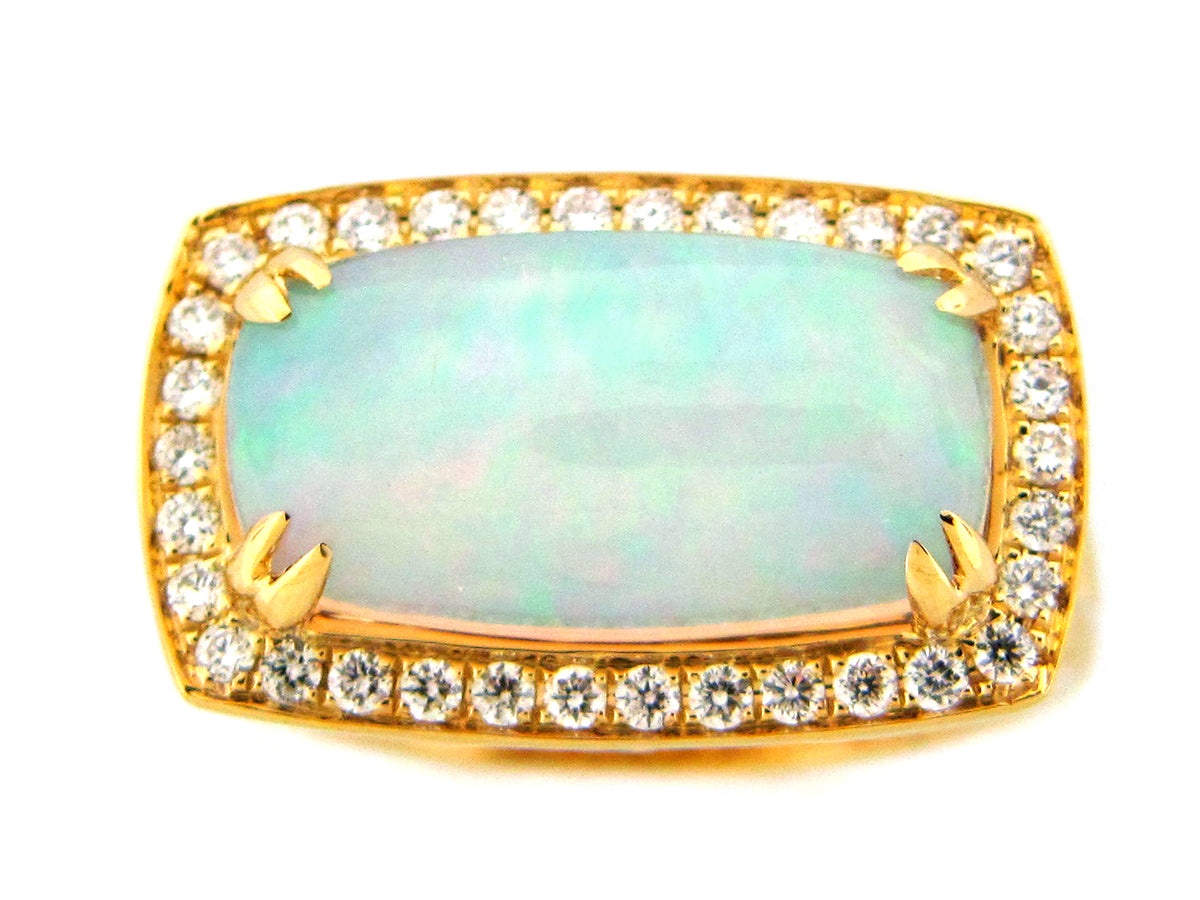 OPAL & DIAMOND RING, 18KY (O)