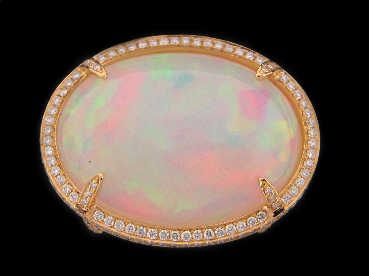 OPAL & DIAMOND RING, 18KY (O)