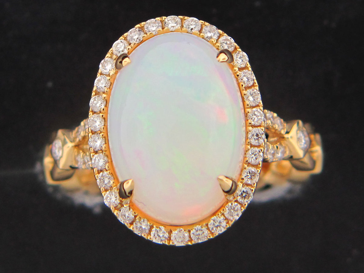 OPAL & DIAMOND RING, 18KY (O)