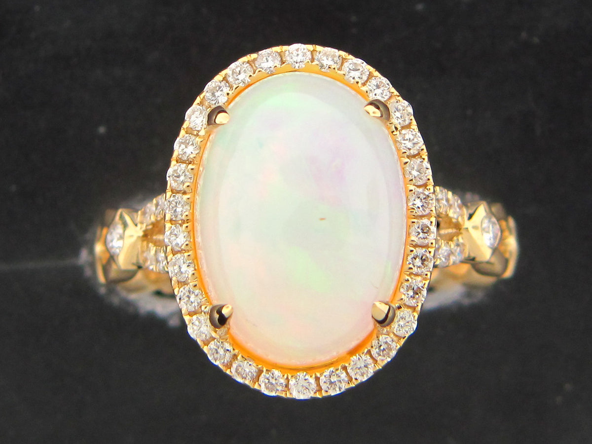 OPAL & DIAMOND RING, 18KY (O)
