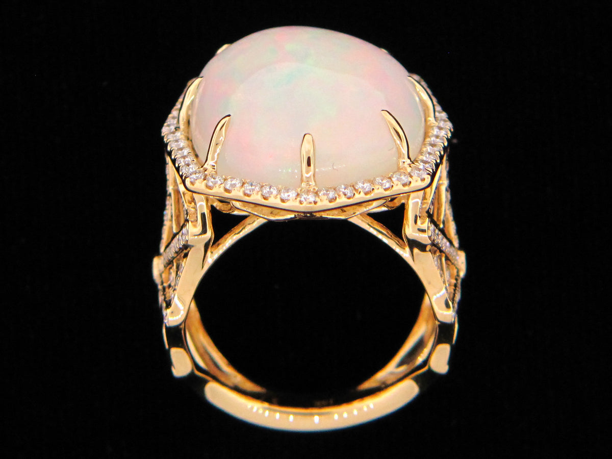 OPAL & DIAMOND RING, 18KY (O)
