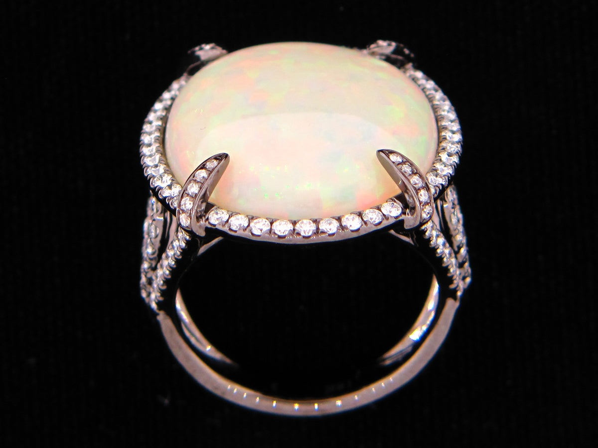 OPAL & DIAMOND RING, 18K BLACK FINISH (O)