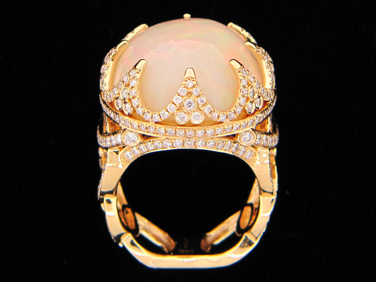 OPAL & DIAMOND RING, 18KY (O)