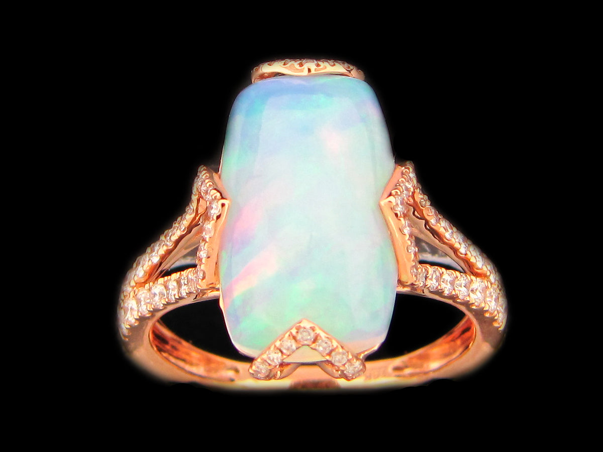 OPAL & DIAMOND RING, 18KR (O)