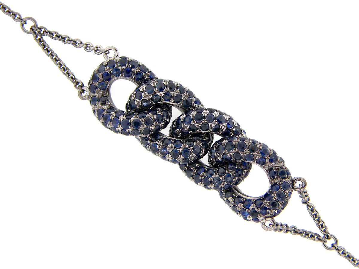 SAPPHIRE LINK BRACELET, BLACK FINISH, SILVER (H)