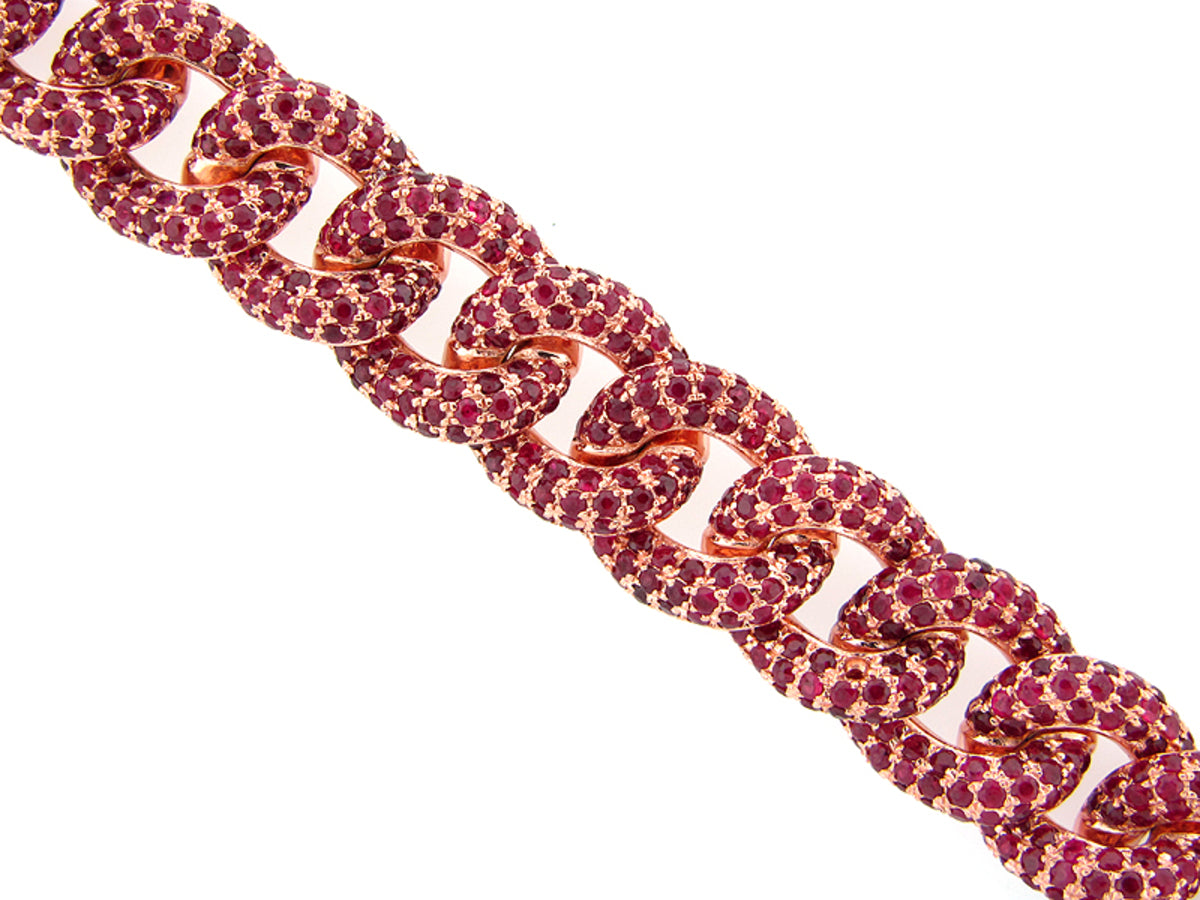 RUBY LINK BRACELET, SILVER (H)