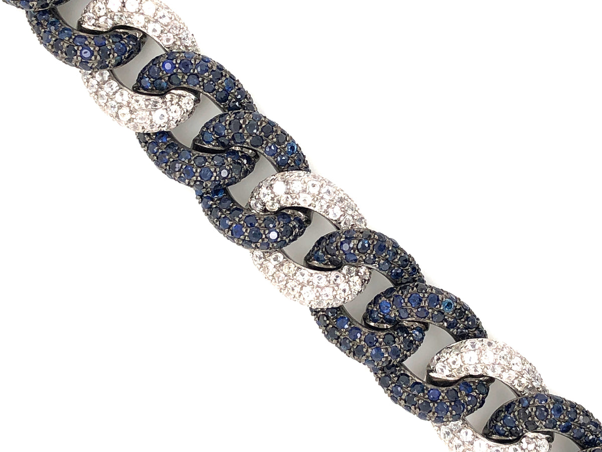 SAPPHIRE LINK BRACELET, BLACK FINISH, SILVER (H)