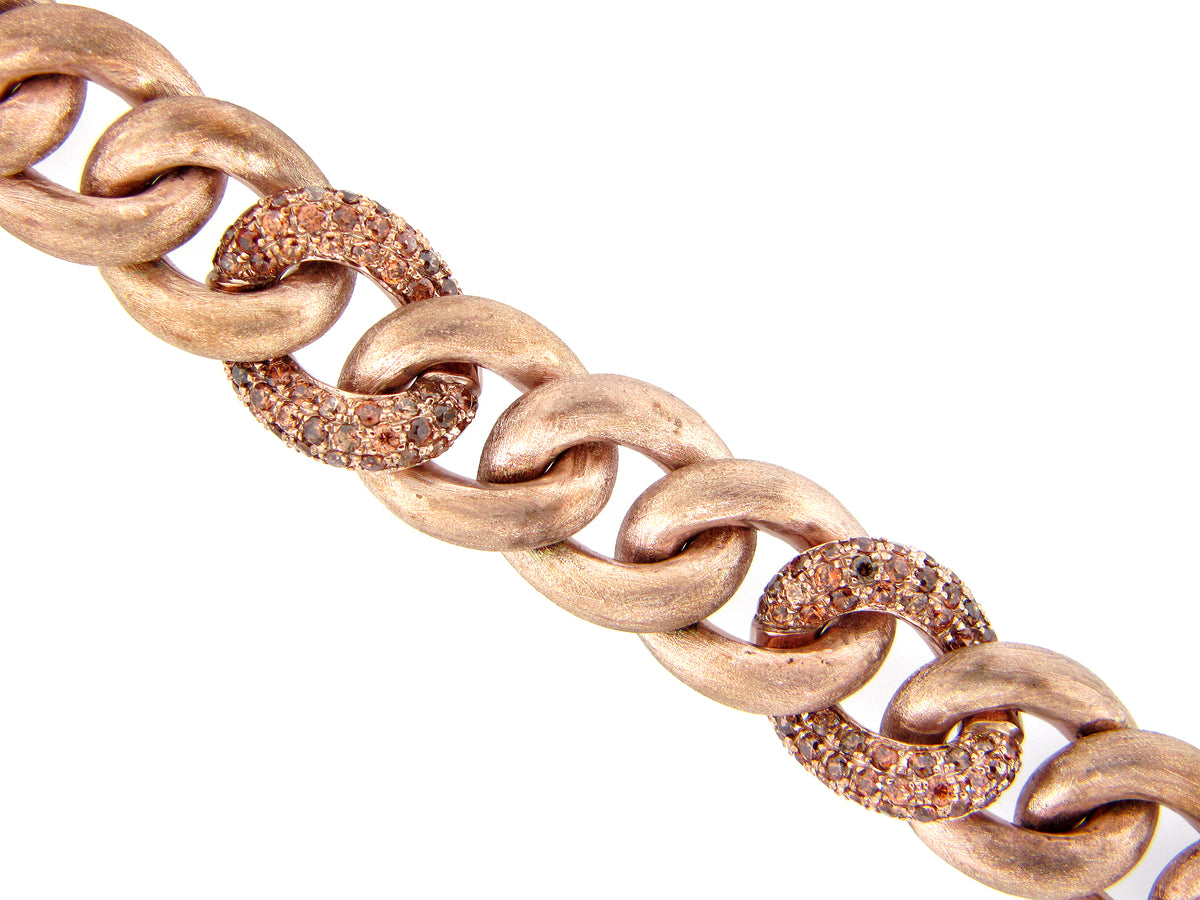 JACINTH LINK BRACELET, BROWN FINISH, SILVER (N)