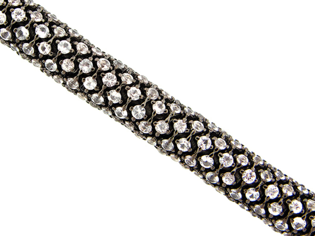 WHITE SAPPHIRE BRACELET, BLACK FINISH, SILVER (H)