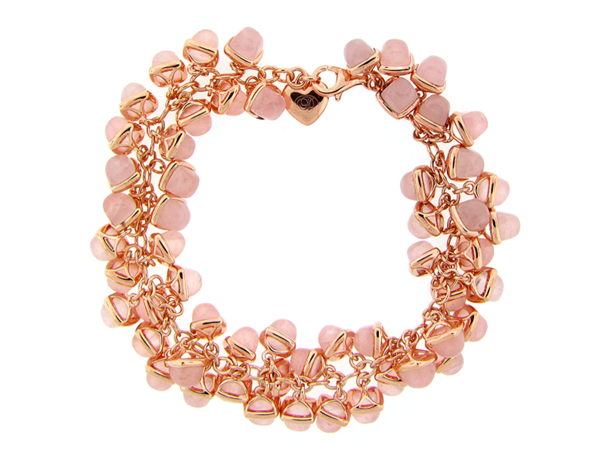 ROSE QUARTZ BRACELET, ROSE FINISH, SILVER (H)