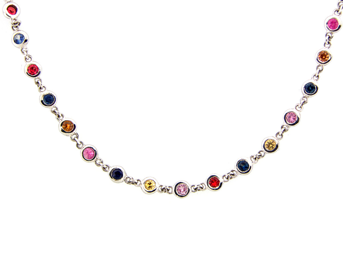 RAINBOW SAPPHIRE CHAIN, 18", SILVER (E/U)