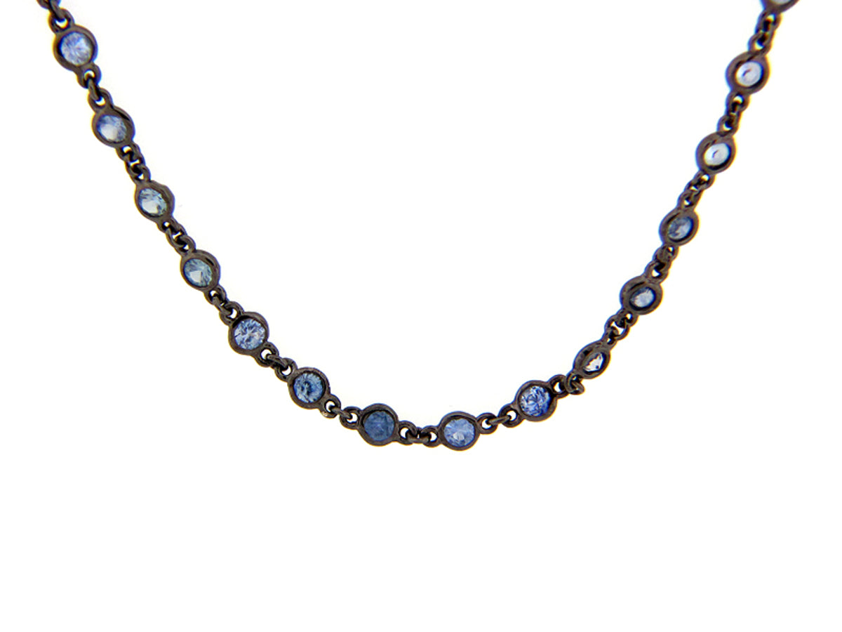 SAPPHIRE CHAIN, BLACK FINISH, 32', SILVER (E)