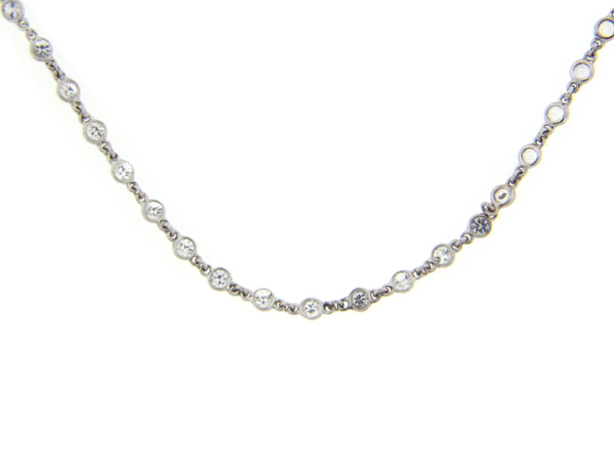 WHITE SAPPHIRE CHAIN, 32", SILVER (E)