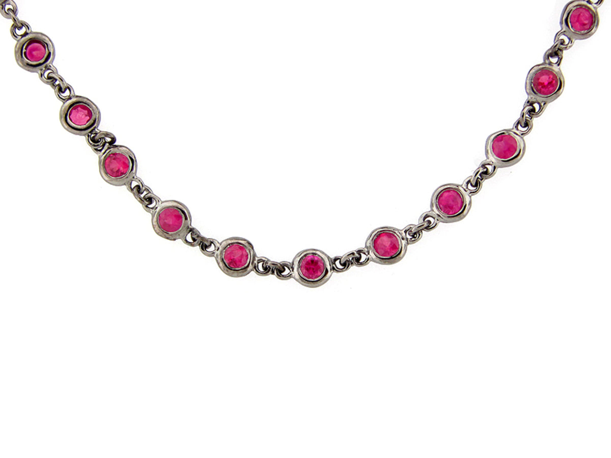 RUBY CHAIN, 40", BLACK FINISH, SILVER (H)