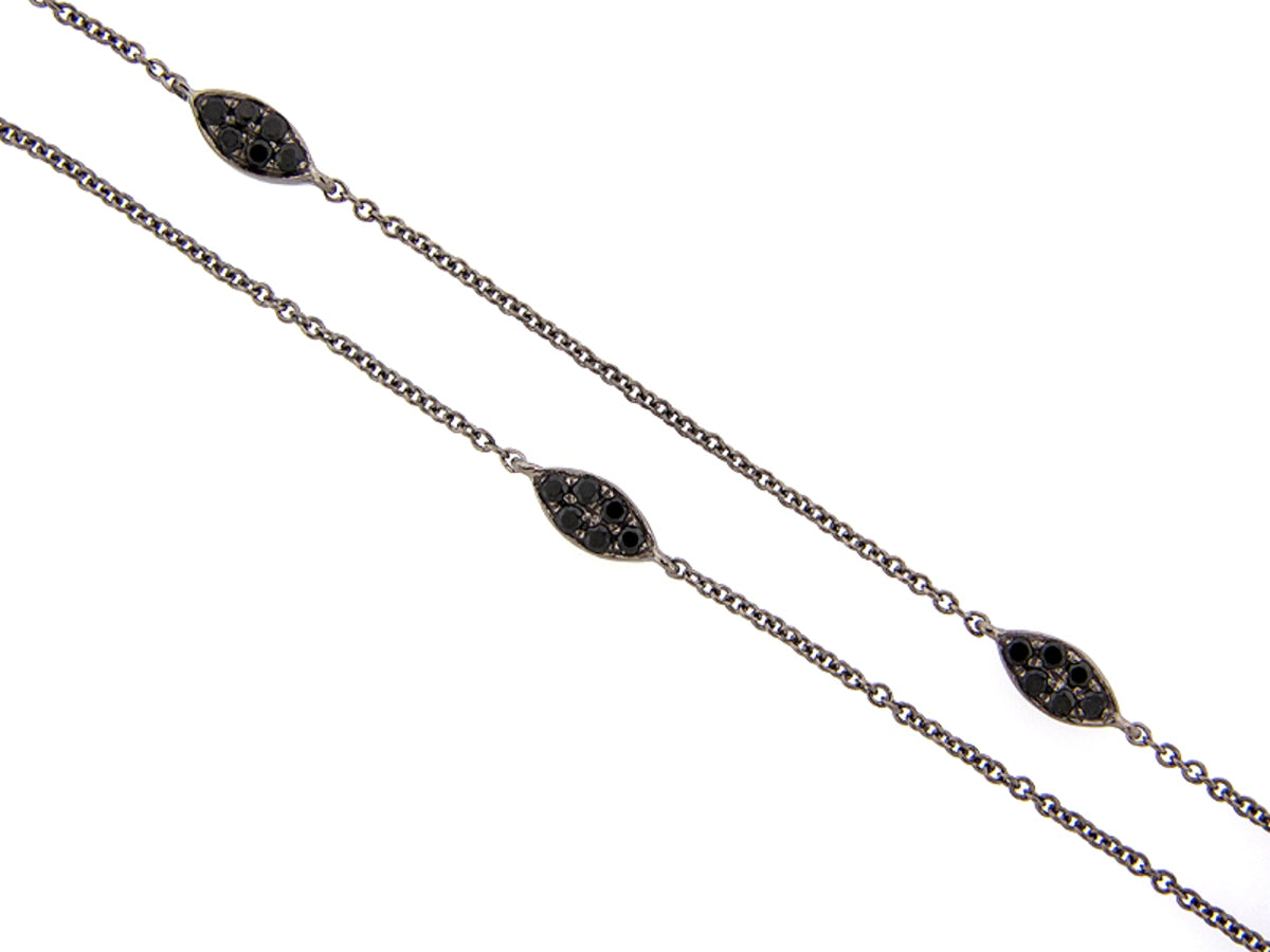 BLACK SPINEL CHAIN, 16", BLACK FINISH, SILVER (N)
