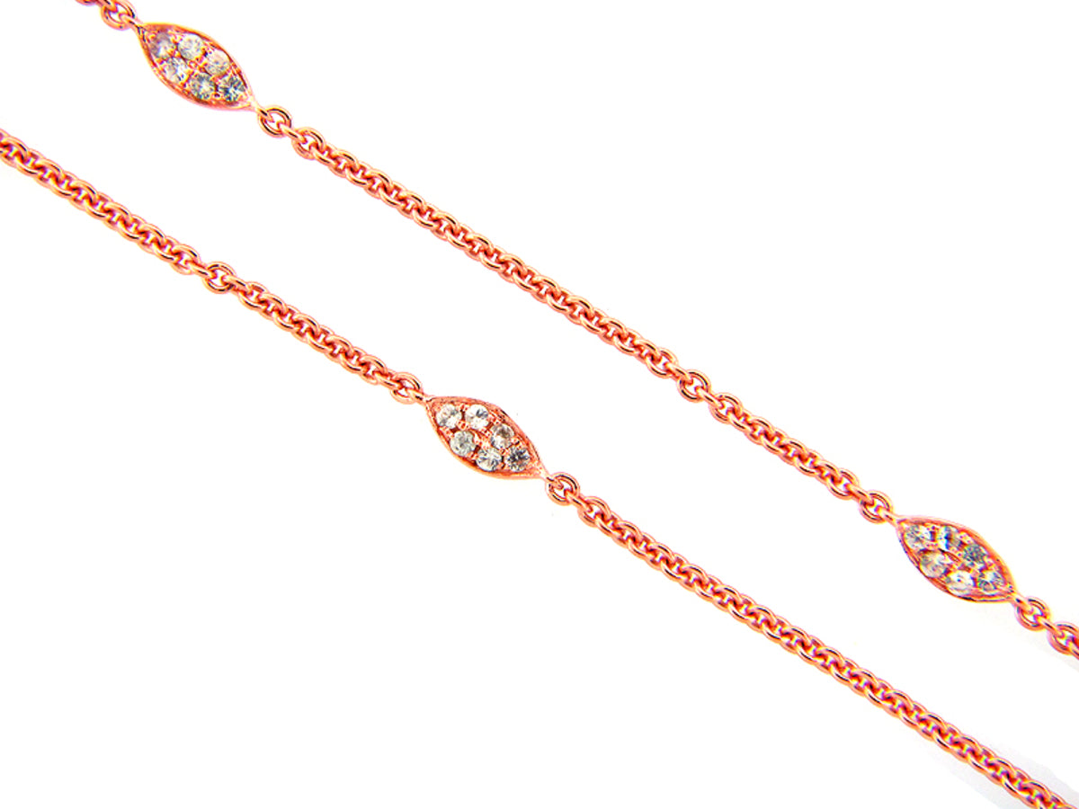 WHITE SAPPHIRE CHAIN, 18", ROSE FINISH, SILVER (H)