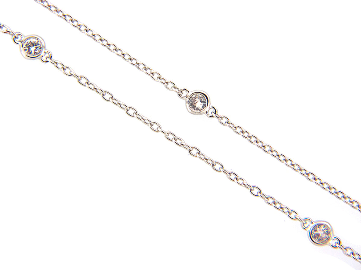 WHITE SAPPHIRE CHAIN, 16", SILVER (E)