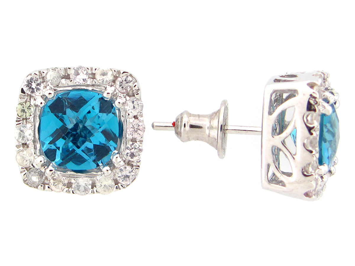 BLUE TOPAZ & WHITE SAPPHIRE EARRING, SILVER (R/H)