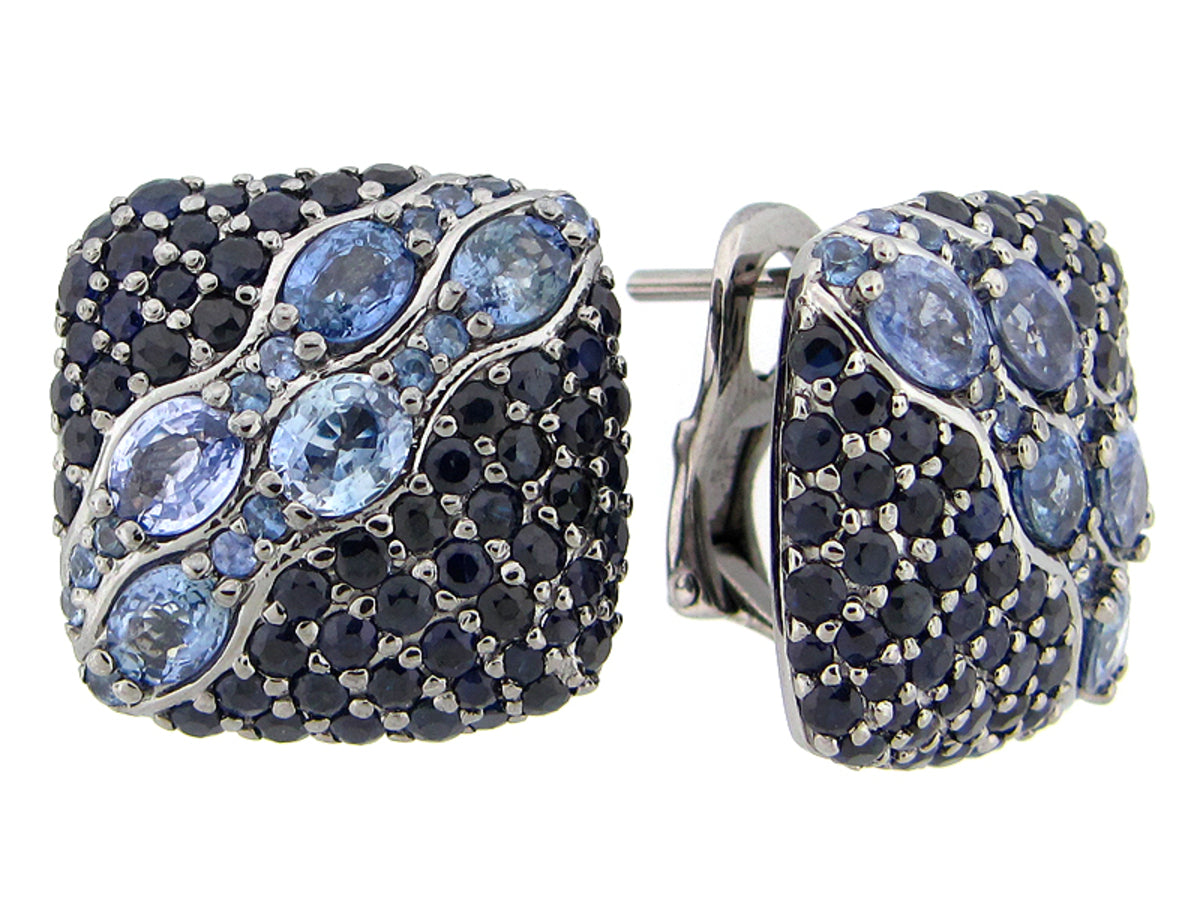 SAPPHIRE EARRING, BLACK FINISH, SILVER (H)