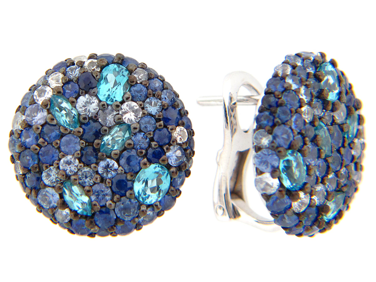 SAPPHIRE/BLUE TOPAZ EARRING, SILVER (E/R)
