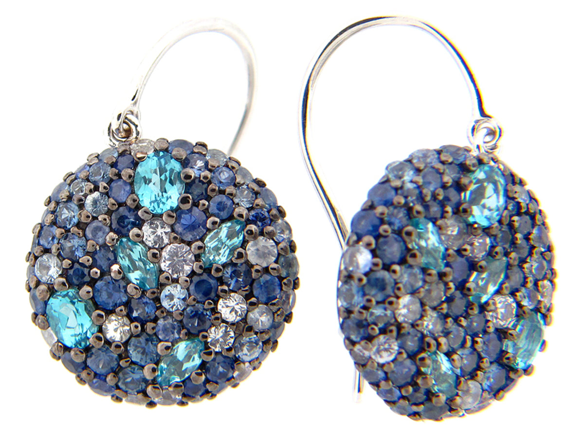 SAPPHIRE/BLUE TOPAZ EARRING, SILVER (E/R)