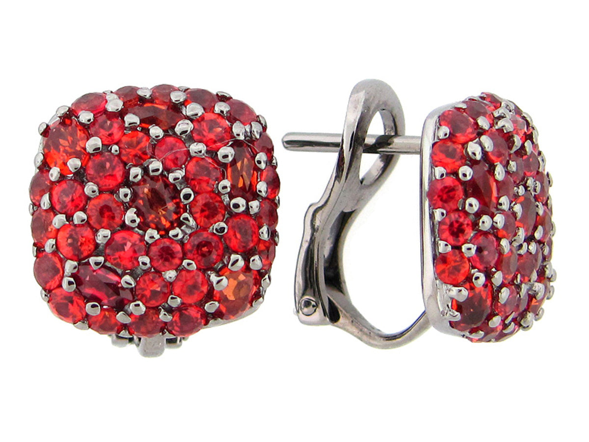 ORANGE SAPPHIRE EARRING, BLACK FINISH, SILVER (H/U)