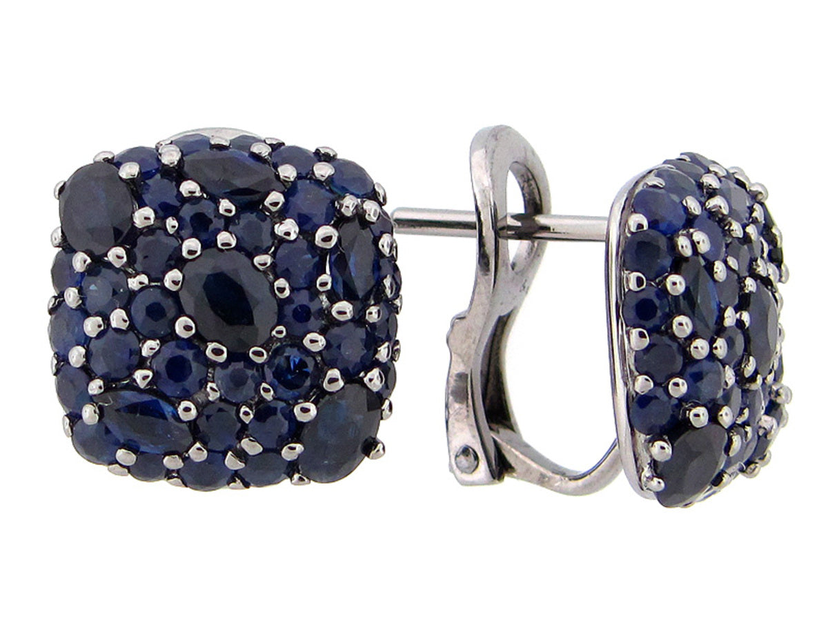 Sapphire Earring, Black Finish, Silver (H)