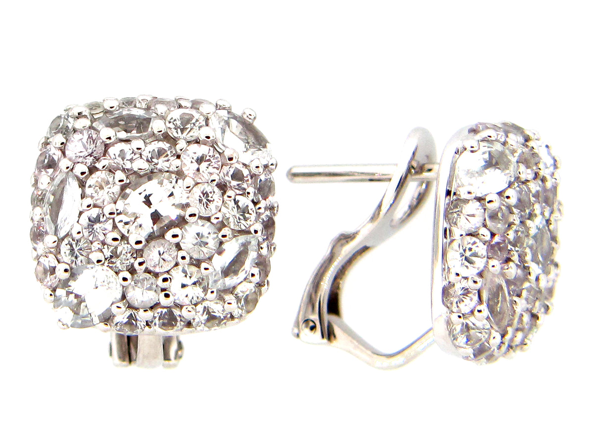 WHITE SAPPHIRE EARRING, SILVER (H)