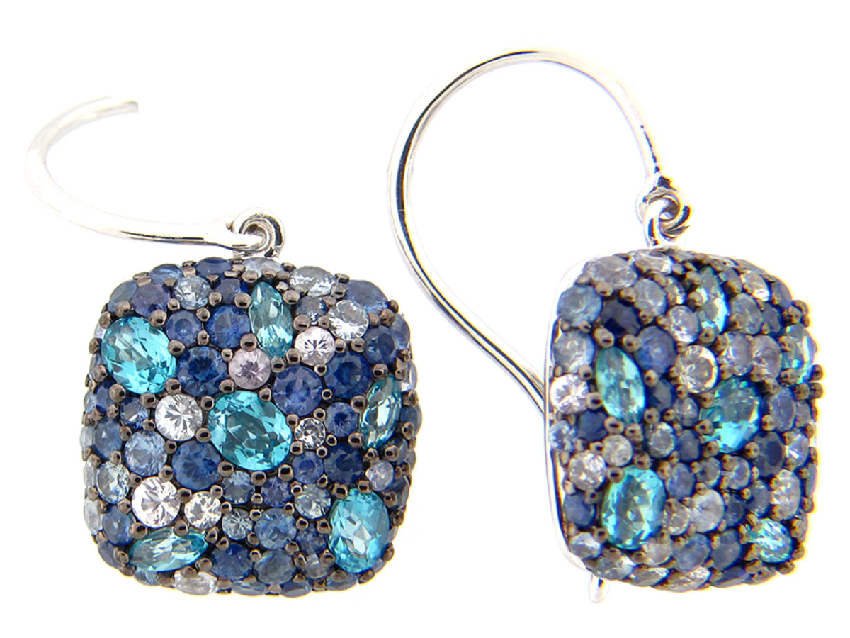 SAPPHIRE/BLUE TOPAZ EARRING, SILVER (E/R)