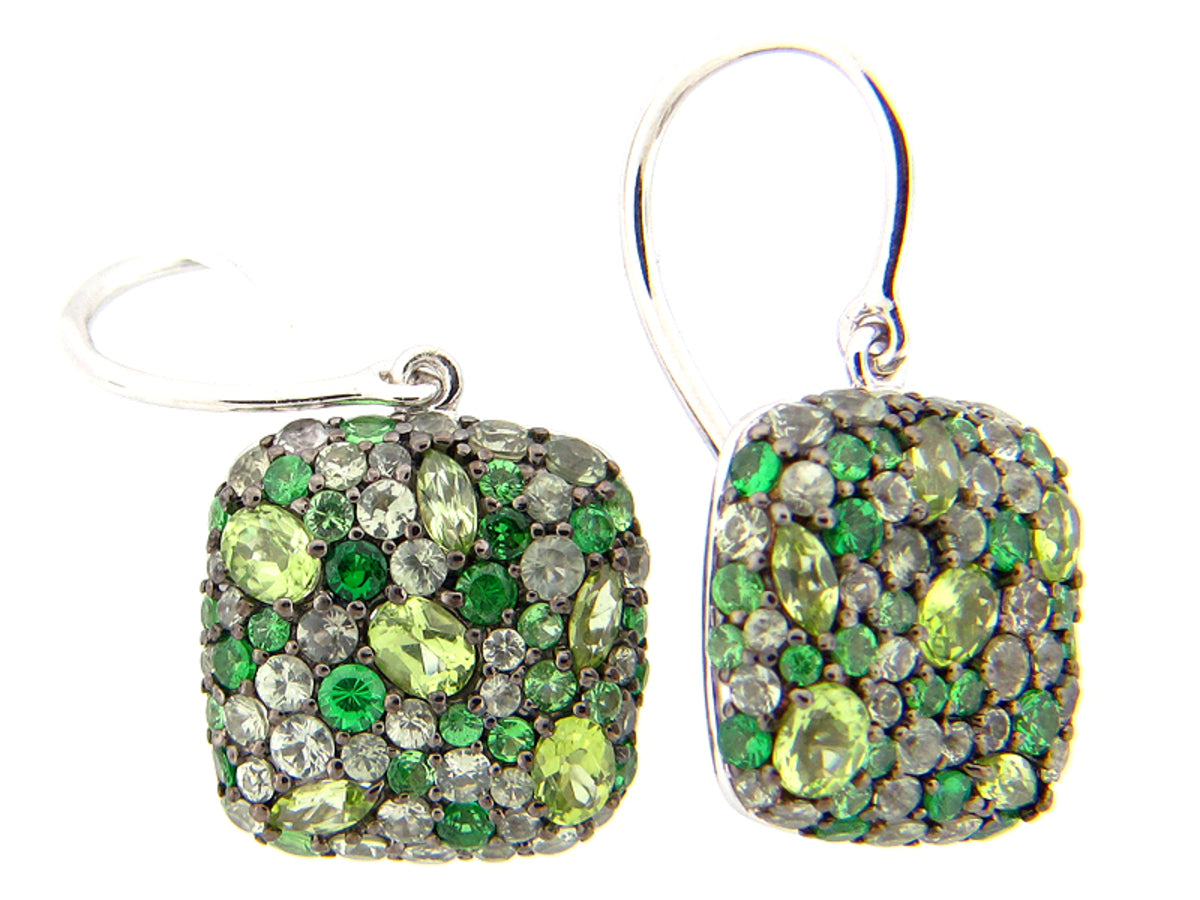 TSAVORITE/FANCY SAPPHIRE/PERIDOT EARRING, SILVER (N/E)