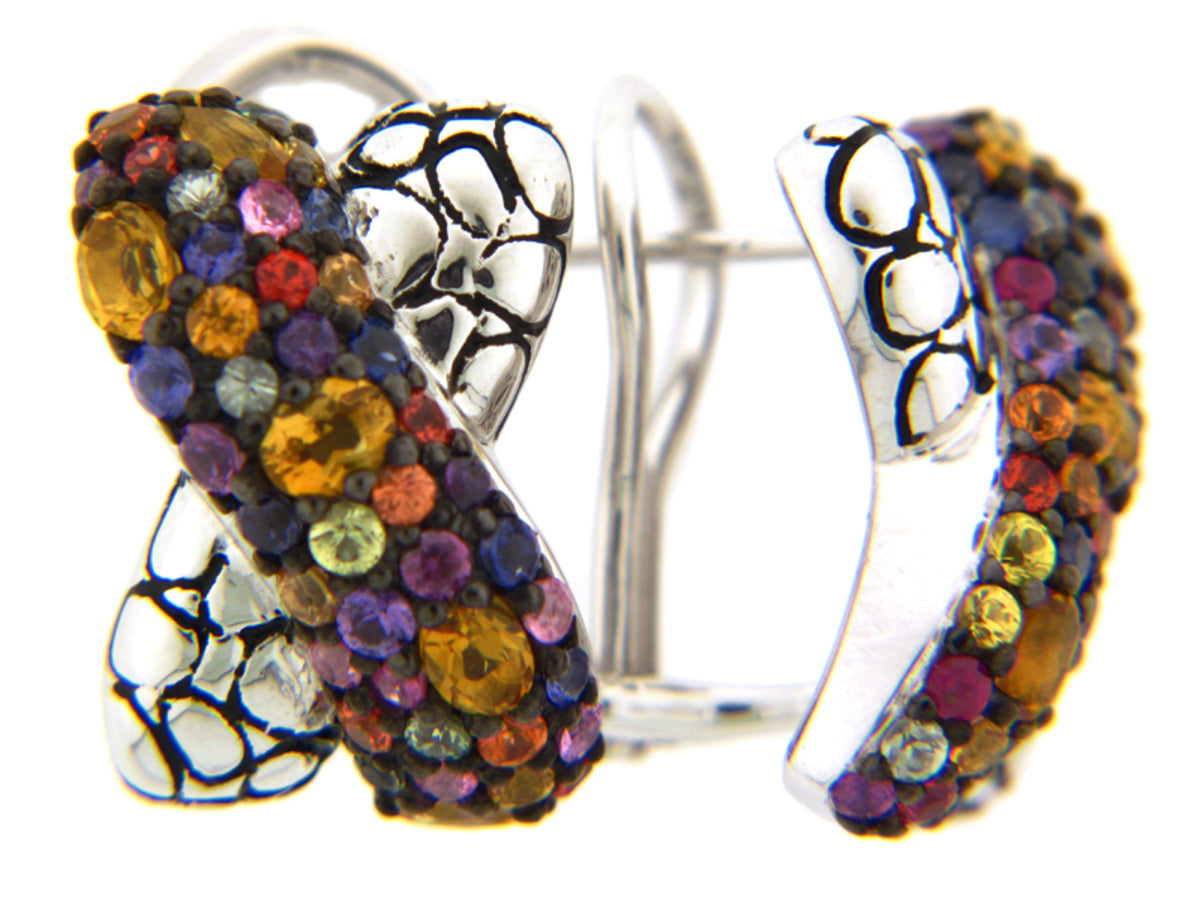 CITRINE/RAINBOW SAPPHIRE EARRING, SILVER (E/U)