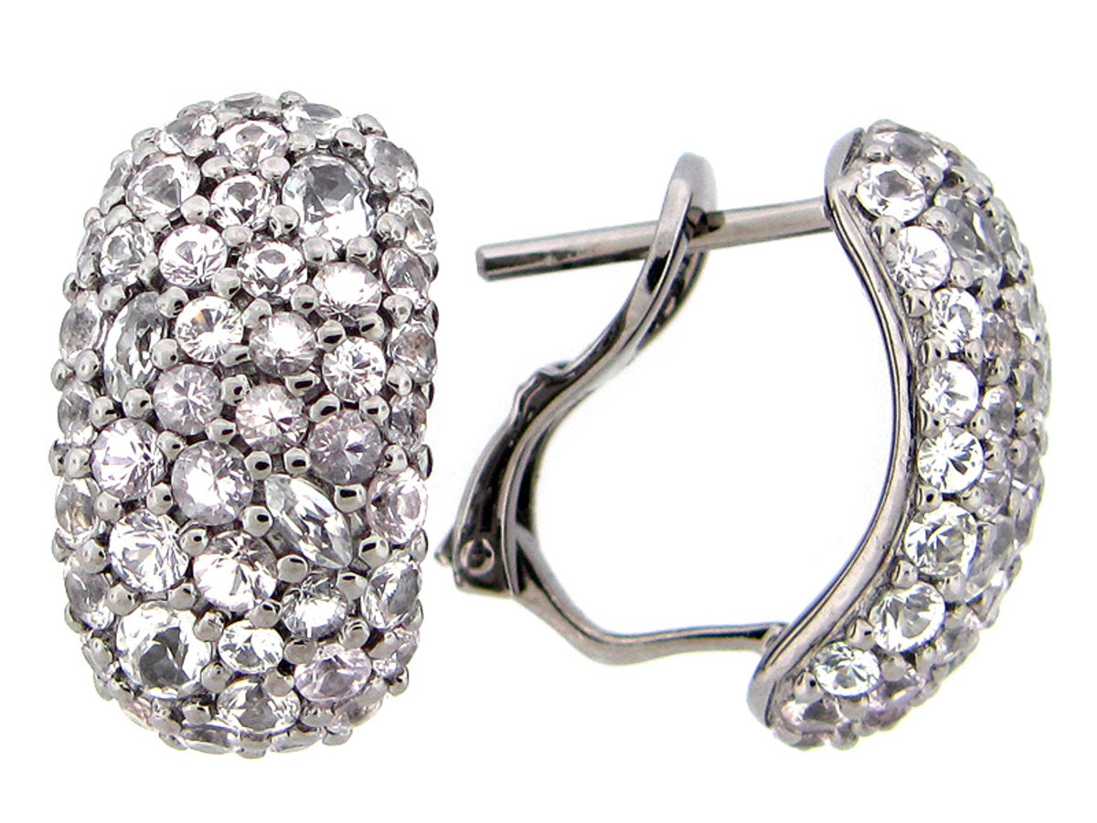 WHITE SAPPHIRE EARRING, BLACK FINISH, SILVER (H)