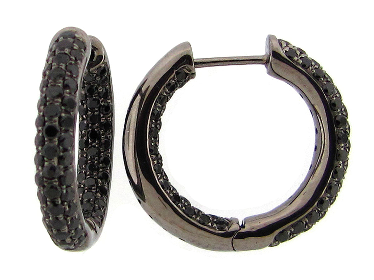 BLACK SPINEL EARRING, BLACK FINISH, SILVER (N)