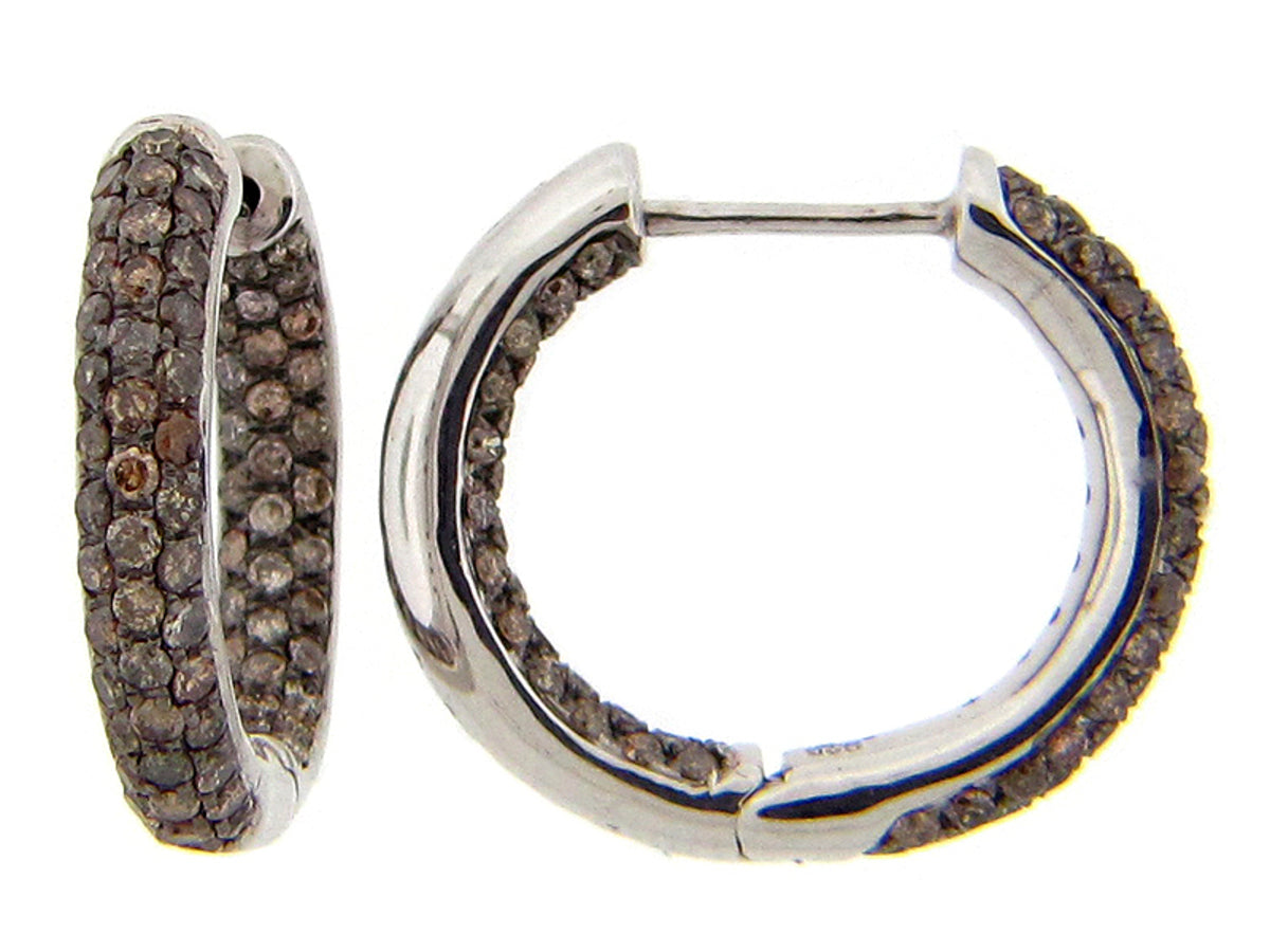 BROWN DIAMOND EARRING, SILVER (N)