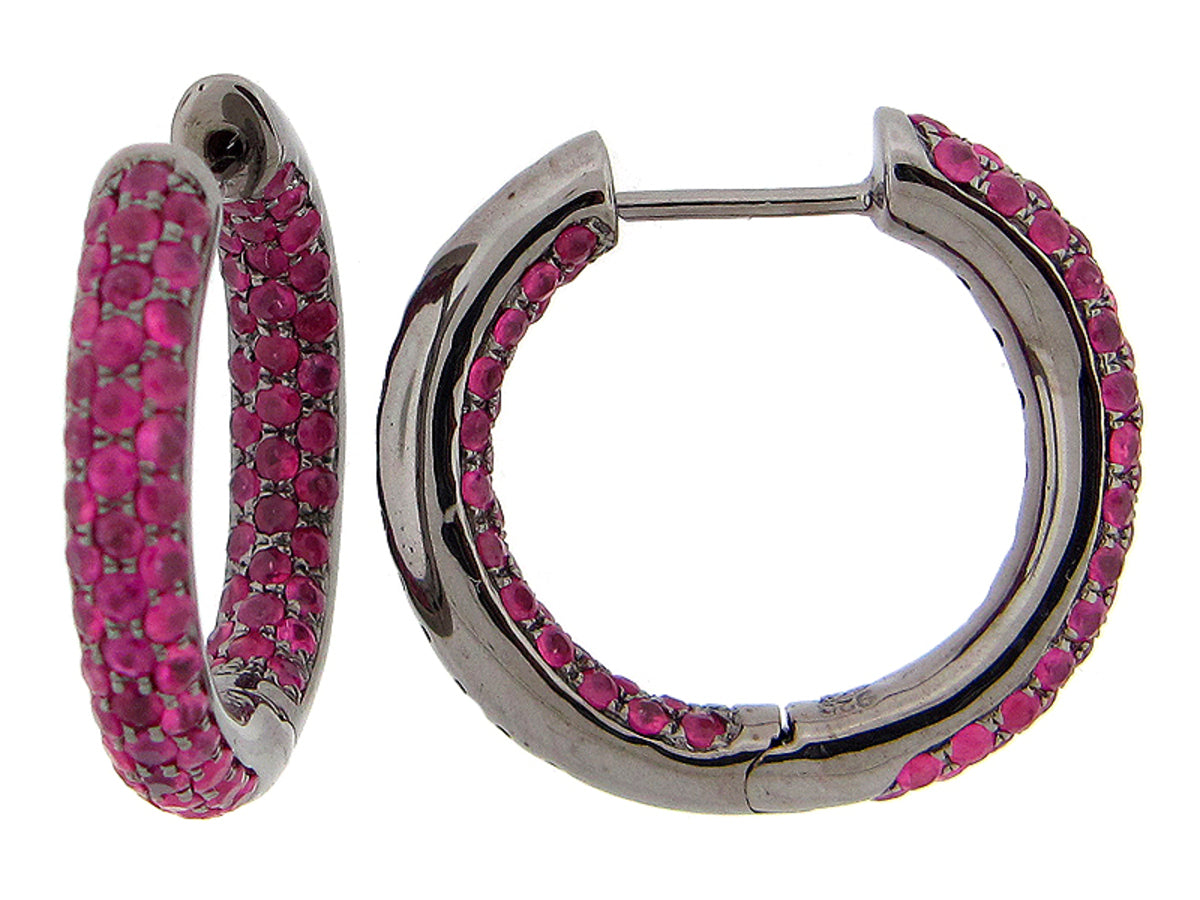 PINK SAPPHIRE EARRING, BLACK FINISH