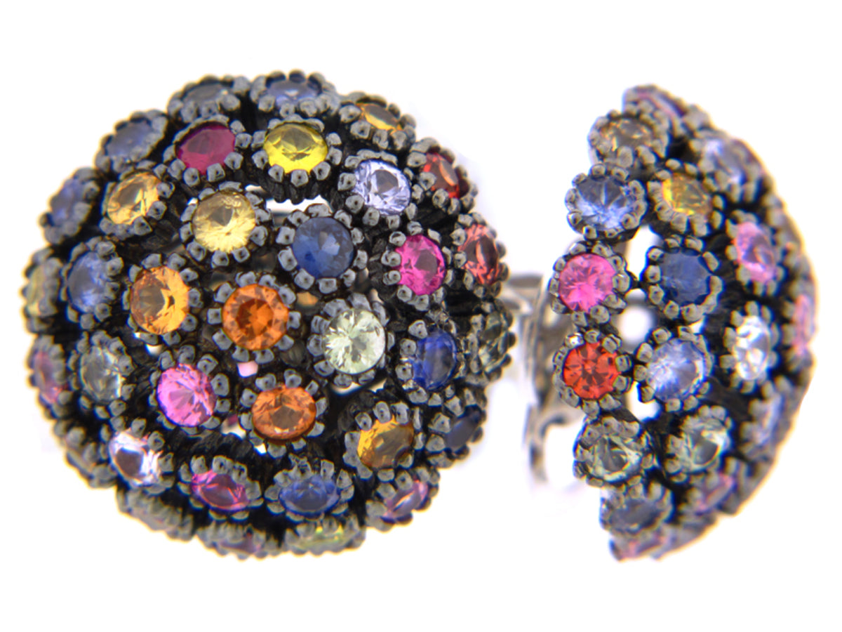 RAINBOW SAPPHIRE EARRING, SILVER (E/U)