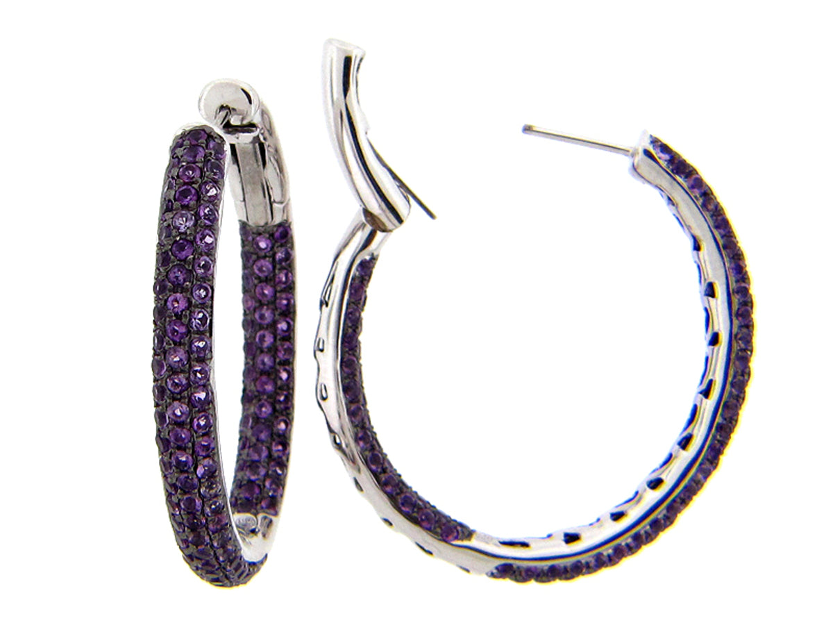 AMETHYST EARRING, SILVER (E)