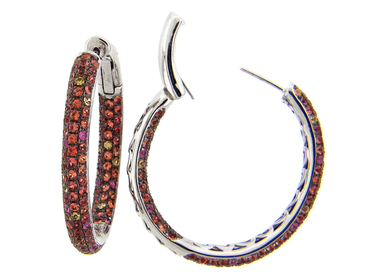 ORANGE, YELLOW & PINK SAPPHIRE EARRING, SILVER (E/U)