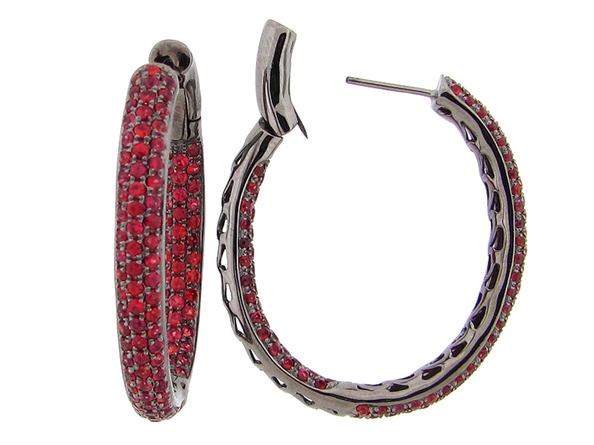 ORANGE SAPPHIRE EARRING, BLACK FINISH, SILVER (H/U)