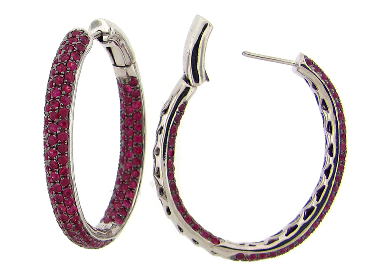 RUBY EARRING, SILVER (H)