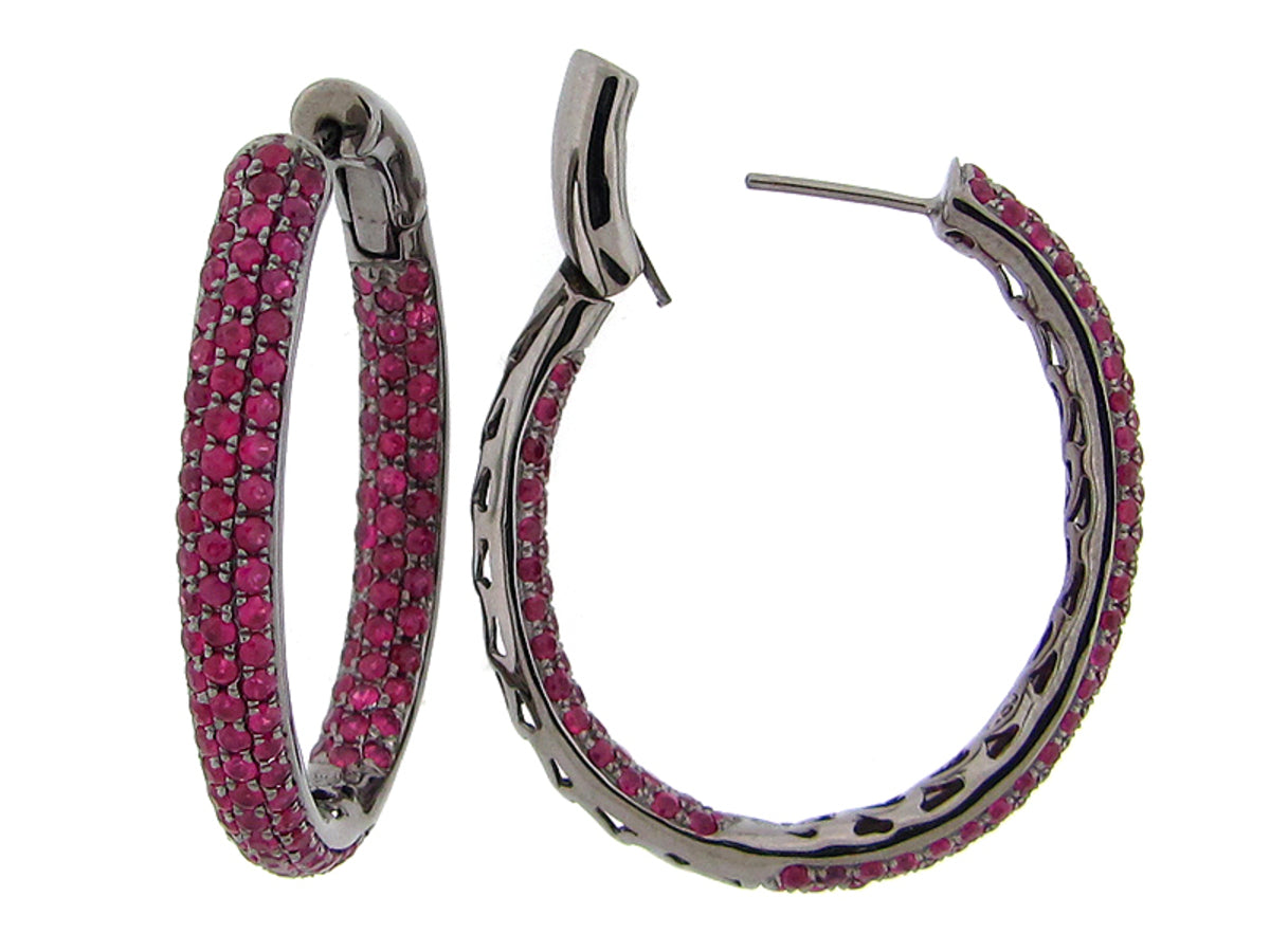RUBY EARRING, BLACK FINISH, SILVER (H)